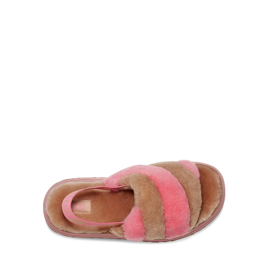 UGG® Disco Stripe Slide Chestnut / Pink Rose Combo