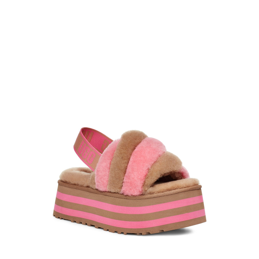 UGG® Disco Stripe Slide Chestnut / Pink Rose Combo